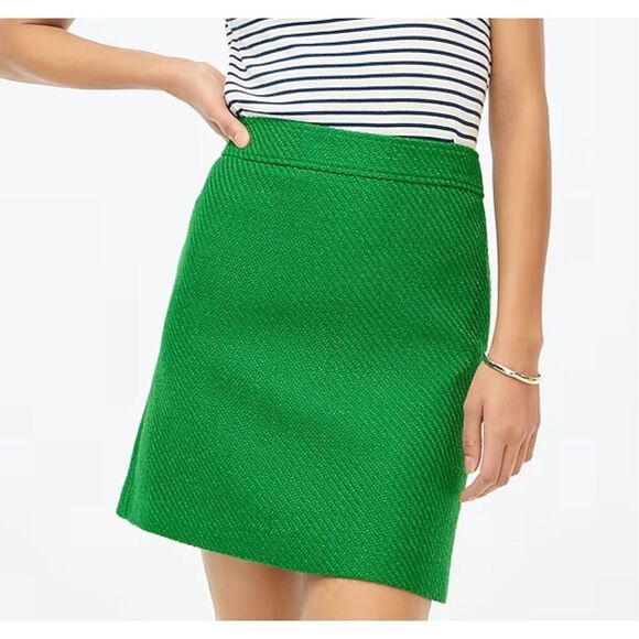 NWT J. Crew Green Back Zip Fully Lined Textured A-Line Mini Skirt Size 6 - Picture 11 of 11